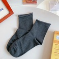 Socks womens tube curling black simple solid color socks ladiespicture22