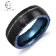 retro simple blue and black twocolor mens stainless steel ringpicture11