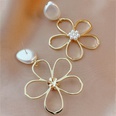 simple inlaid pearl hollow flower drop earrings wholesalepicture11