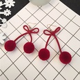 cute contrast color cherry plush ball ear hook pom earrings wholesalepicture11