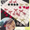 cute contrast color cherry plush ball ear hook pom earrings wholesalepicture12
