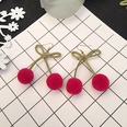 cute contrast color cherry plush ball ear hook pom earrings wholesalepicture13
