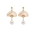 retro fan pearl flower folding tassel earrings ear clipspicture10