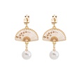 retro fan pearl flower folding tassel earrings ear clipspicture12