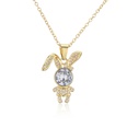 cute animal zircon jewelry copper plated 18K gold bear rabbit pendant necklace femalepicture12