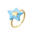 fashion copper 18K gold plated oil drop irregular fivepointed star open ring femalepicture17