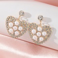 fashion hollow heart shaped inlaid pearl diamond metal drop earringspicture12