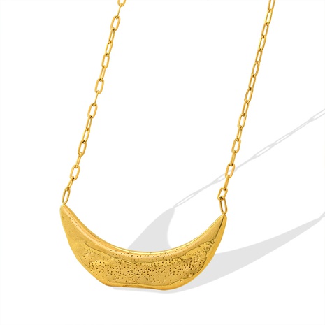 fashion crescent pendant titanium steel plated 18K gold clavicle chain   NHMIL656110's discount tags