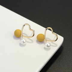 Boucles d'oreilles aiguille en argent de haute qualité bijoux de tempérament coréen amour boucles d'oreilles simples personnalité boucles d'oreilles en perles niche bijoux pour femmes