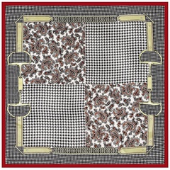 90cm color matching houndstooth large square scarf shawl