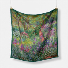 53cm Monet Oil Painting Series Alice Garden Twill Small Scarf Square Scarf