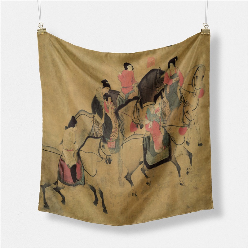 53cm retro horse print decoration decoration small square scarf silk scarf