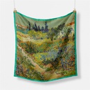 53cm new Van Gogh oil painting series green flower garden path twill small scarf silk scarfpicture6