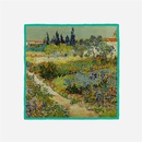 53cm new Van Gogh oil painting series green flower garden path twill small scarf silk scarfpicture8