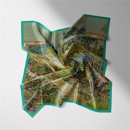 53 cm nouvelle srie de peinture  l39huile Van Gogh vert fleur jardin chemin serg petit foulard foulard en soiepicture9