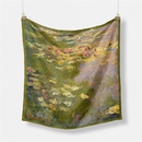 53cm Monet oil painting series green water lily twill small scarf small square scarfpicture6