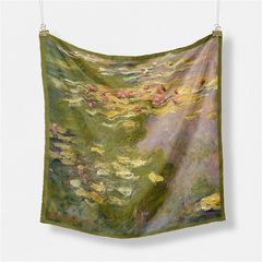 53cm Monet Ölgemälde Serie grüner Seerose Twill kleiner Schal kleiner quadratischer Schal