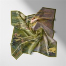 53cm Monet oil painting series green water lily twill small scarf small square scarfpicture9
