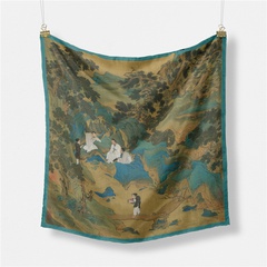 53 cm nouveau style rétro style chinois peinture petit foulard carré foulard en soie