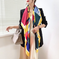 130cm geometric lattice color matching sunscreen shawl large square scarf wholesale