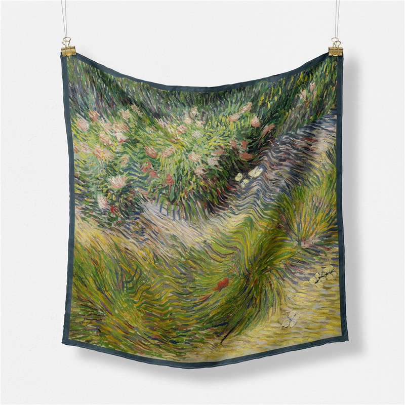53 cm Van Gogh peinture  l39huile srie fleurs papillons imprim foulard en soie petit foulard carr