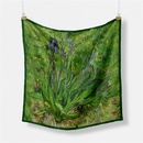 53cm new Van Gogh oil painting series green iris twill scarf silk scarfpicture6