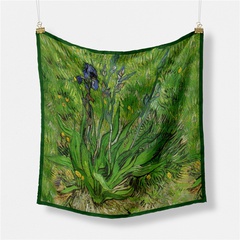 53 cm nueva serie de pintura al óleo de Van Gogh bufanda de sarga de iris verde bufanda de seda