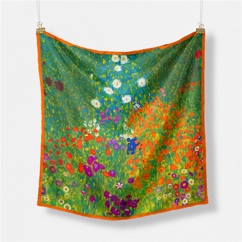 53cm oil painting series plants garden flowers twill small square scarf silk scarf