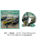 53cm Monet Oil Painting Series Seaside Fishing Boat Twill Small Square Scarf Silk Scarfpicture2