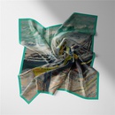 53cm Monet Oil Painting Series Seaside Fishing Boat Twill Small Square Scarf Silk Scarfpicture4