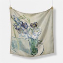 53cm Van Gogh Oil Painting Series Carnation Glass Bottle Print Silk Scarf Small Square Scarfpicture1