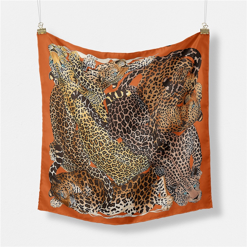 53cm neuer Leoparddrucktwill dekorativer kleiner quadratischer Schal Seidenschal Grohandel