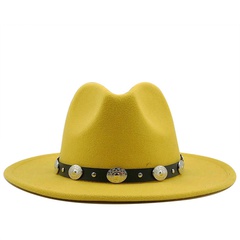 new style metal belt retro solid color top hat jazz hat