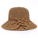 simple solid color bow straw hat small edge fisherman hatpicture7