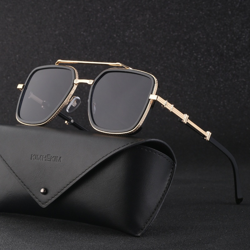 retro large frame sunglasses fashion square frame double beam sunglasses wholesale