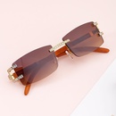 New Retro Imitation Wooden Leg Sunglasses Fashion Frameless Diamond Sunglassespicture9