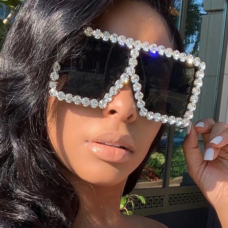 New large-frame sunglasses diamond-encrusted fashion sunglasses's discount tags