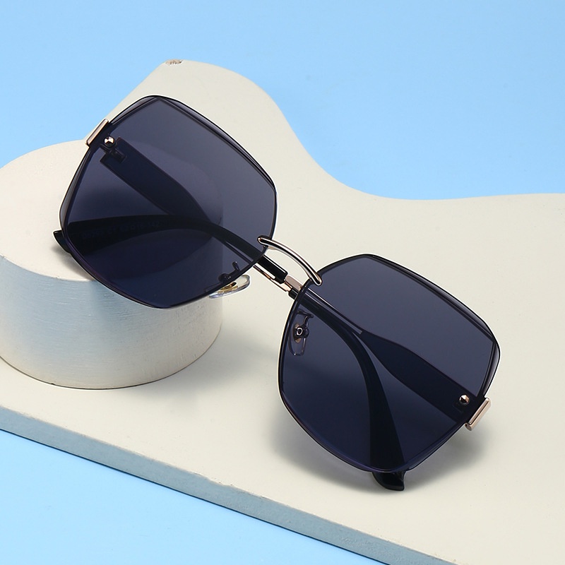 Frameless trimmed nylon polarized sunglasses Korean style large frame sunglasses