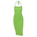 new spring and summer fashion sexy halter neck open back solid color slim fit hip dress wholesalepicture10