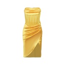 fashion satin mesh slit dress spring and summer new slim stitching package hip skirtpicture10