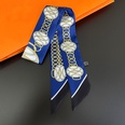 Korean style chain twill print silk scarf tied bag handle ribbon headband small scarfpicture13