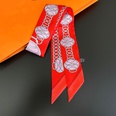 Korean style chain twill print silk scarf tied bag handle ribbon headband small scarfpicture14
