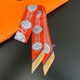 Korean style chain twill print silk scarf tied bag handle ribbon headband small scarfpicture15
