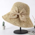 simple solid color bow straw hat small edge fisherman hatpicture13