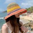 bohemian style womens foldable rainbow color matching fisherman hat straw hatpicture11