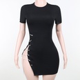 fashion sexy side straps hollow shortsleeved dress spring and summer new slim fit hip skirtpicture11