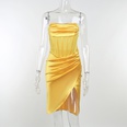 fashion satin mesh slit dress spring and summer new slim stitching package hip skirtpicture17