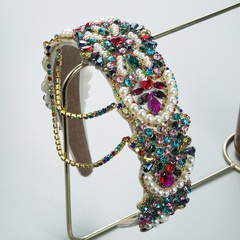 Baroque Gorgeous Tassel Inlaid Colorful Diamond Wide Headband