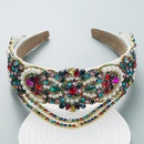 Baroque Gorgeous Tassel Inlaid Colorful Diamond Wide Headbandpicture11