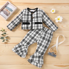 Long-sleeved short top flared pants two-piece children's clothing